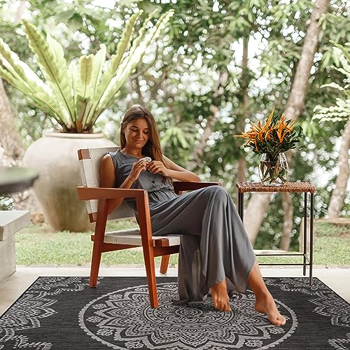 Outdoor Rug 10x14 Modern Area Rugs for Large Indoor and Outdoor Patios and Porches