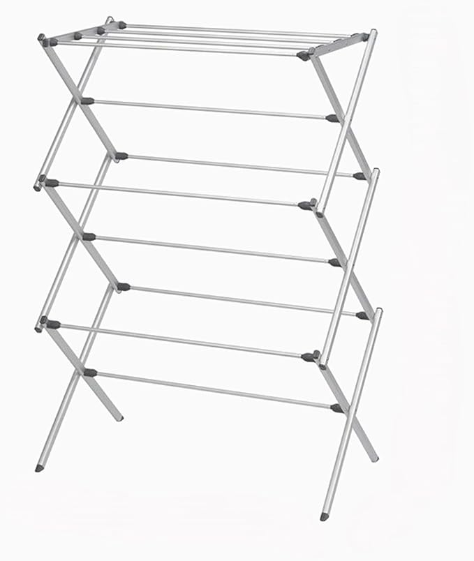 Laundry 360 Foldable Clothes Drying Rack, Compact, Space Saver, Easy Storage, Aluminum, Silver