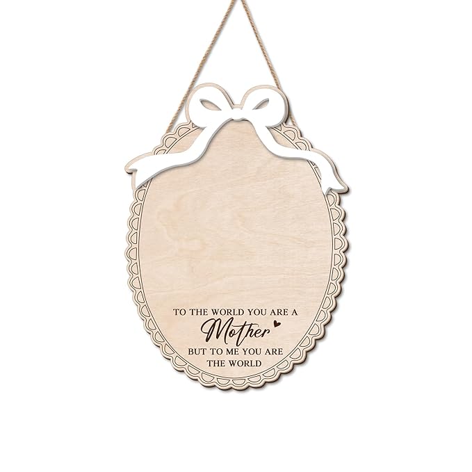 DIY Mothers Day Handprint Craft Wooden Hanging Sign, Baby's First Mothers Day Handprint Keepsake Gift with Bow, 1st New Mom Crafts Birthday Gift from Kids Activity, To The World You Are A Mother - Bow
