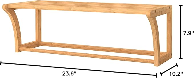 ClosetMaid Bamboo Wall Shelf with Towel Bar, Wall Mount Storage Shelves, Organizer Rack, Natural Finish