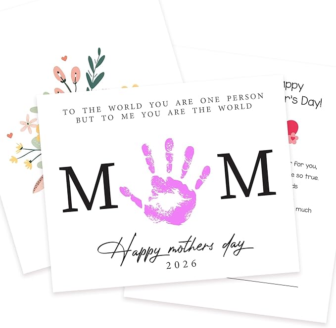 DIY Mothers Day Gifts from Kids Daughter, Pack 3 Mother’s Day Handprint Art Craft DIY Gift, Floral Bouquet Keepsake, Best Mom Ever Gifts, Meaningful Personalized Gift for Mom, Grandma from Daughter Son