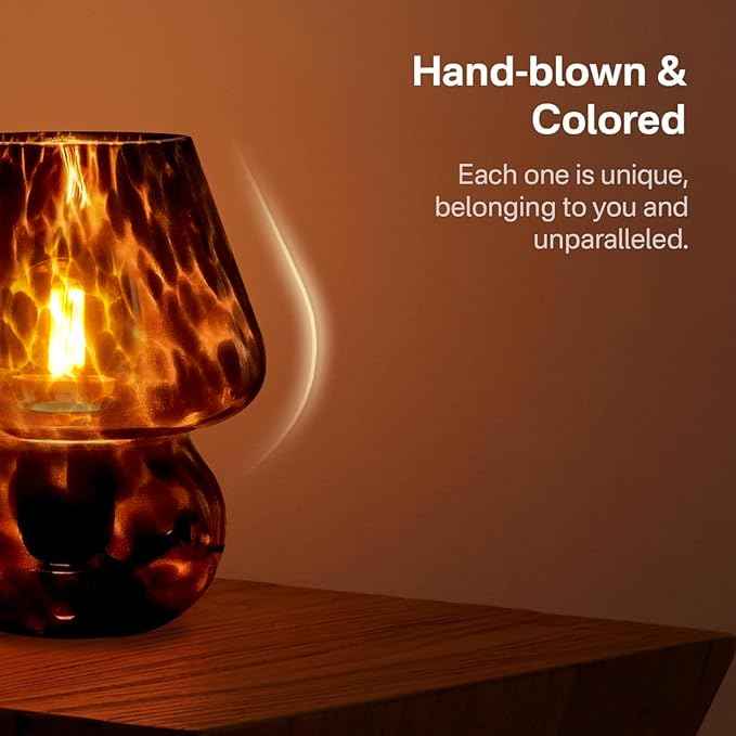 Mushroom Lamp Small Lamp Table Lamp for Bedroom, Desk Bedside Lamps for Living Room,Mushroom Decor Cute Mini Modern Mid Century Lamps for Night Stands,Aesthetic Home Living Room Decor(Black)