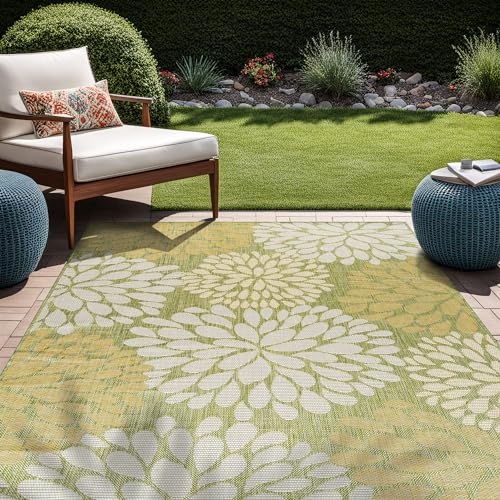 Outdoor Rug 6x9 Modern Exotic Tropical Leaf Area Rugs for Indoor and Outdoor Patio Deck Porch Garden Water Resistant Washable Outside Carpet