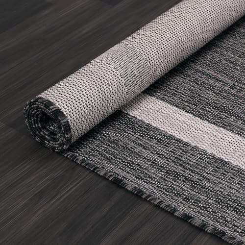 Bordered Outdoor Rug 10x14 Washable Outside Carpet for Indoor Patio Porch Waterproof Easy Cleaning Non Shedding Area Rugs Gray 10 x 14