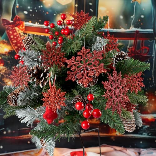36pcs Red Christmas Snowflake Ornaments (36 Count)
