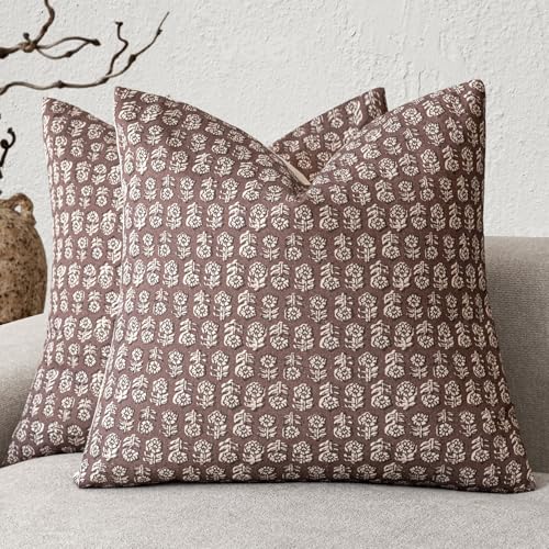 Decorative Floral Print Throw Pillow Covers 18×18 Inch (2 Count)
