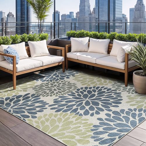 Outdoor Rug 6x9 Modern Exotic Tropical Leaf Area Rugs for Indoor and Outdoor Patio Deck Porch Garden Water Resistant Washable Outside Carpet