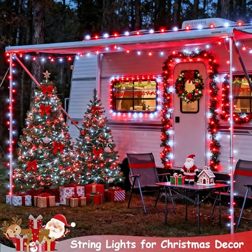 600 LED Red and White Christmas Tree Lights with Remote (168 Foot)