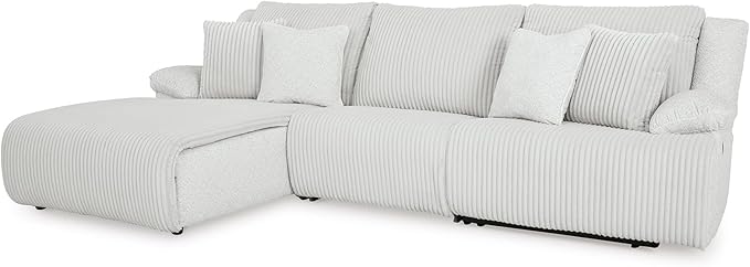 Signature Design by Ashley Top Tier Casual Manual Reclining Left-Arm Facing 3-Piece Sectional Sofa Chaise with 4 Accent Pillows, Light Gray
