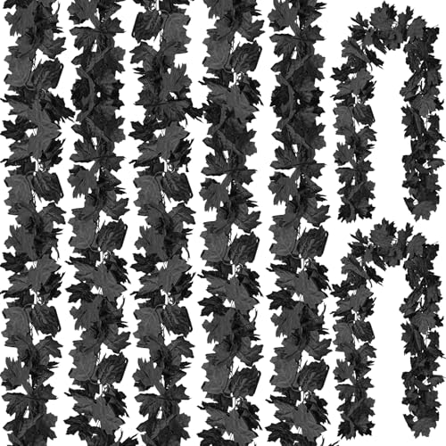 7 Pack Black Fall Leaf Garland