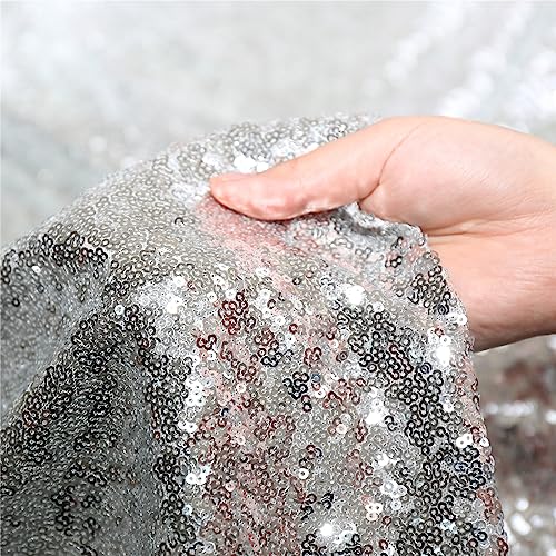 Sequin Tablecloth 50x72 Inch Silver for Disco Wedding Party