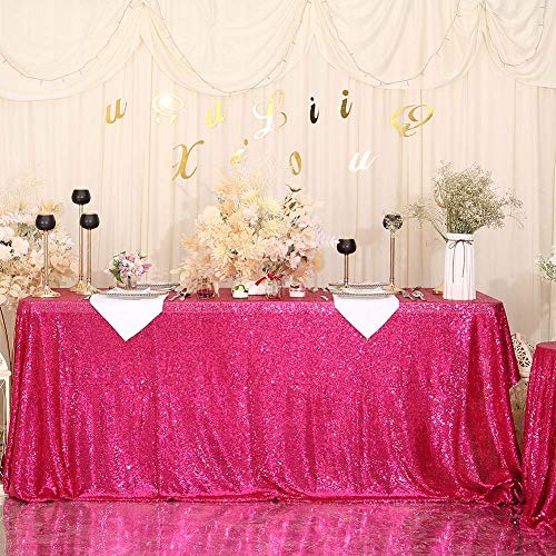 Sequin Tablecloth 60x102 Inch Hot Pink for Wedding Birthday Party