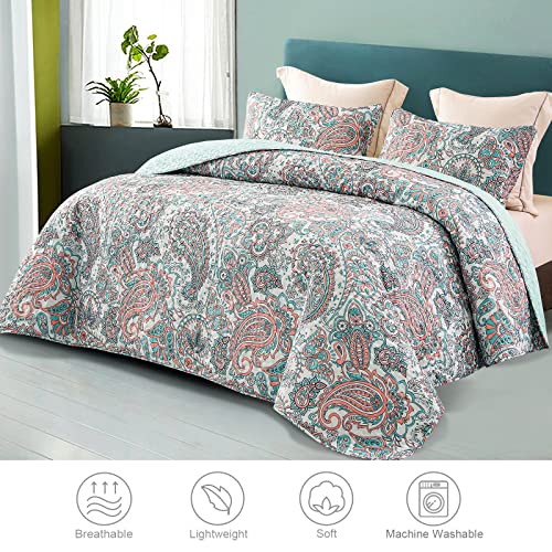 Reversible Boho Quilts Queen Size Aqua