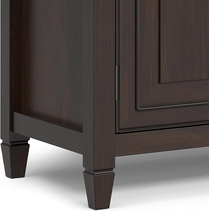 SIMPLIHOME Connaught Buffet - 67 inch Wide Solid Wood 4 Door Sideboard Cabinet in Dark Chestnut Brown, Traditional Dining Room Storage for Kitchen or Living Room with 2 Drawers and Adjustable Shelves