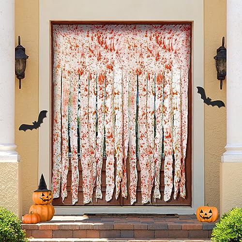 4pcs Halloween Door Curtain Decoration with Bloody Hand Prints