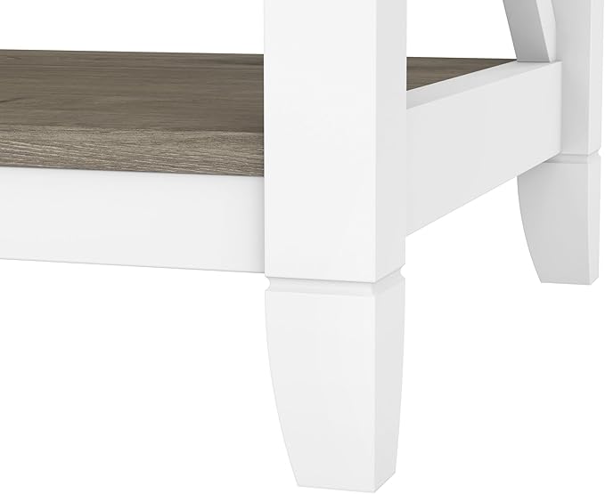 Bush Home End Table with Drawer, Nightstand with Storage, Living Room and Bedroom Furniture, Key West Collection, Shiplap Gray & Pure White