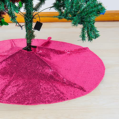 24Inch Sequin Tree Skirt Hot Pink Christmas Tree Skirt 24in Tree Skirts for Slim Trees Xmas Tree Skirt Hawaii Tree Skirt Rustic Tree Skirt Cartoon Tree Skirt Elegant Halloween 24 inch