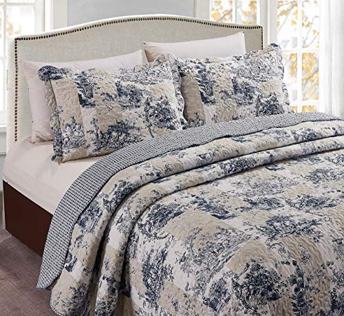 Blue Toile Quilt Set