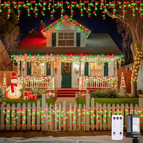 400 LED 38.8ft Red and Green Christmas Icicle Lights Outdoor (38.8 Foot)