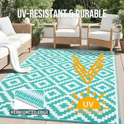 Outdoor Rug 8x10 ft Waterproof Reversible Mat