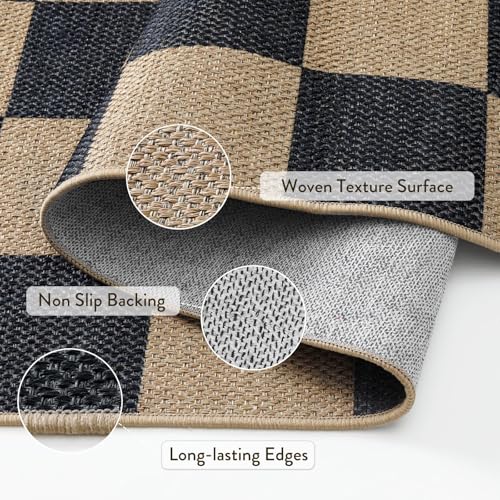 Checkered Easy Jute Outdoor Runner Rug