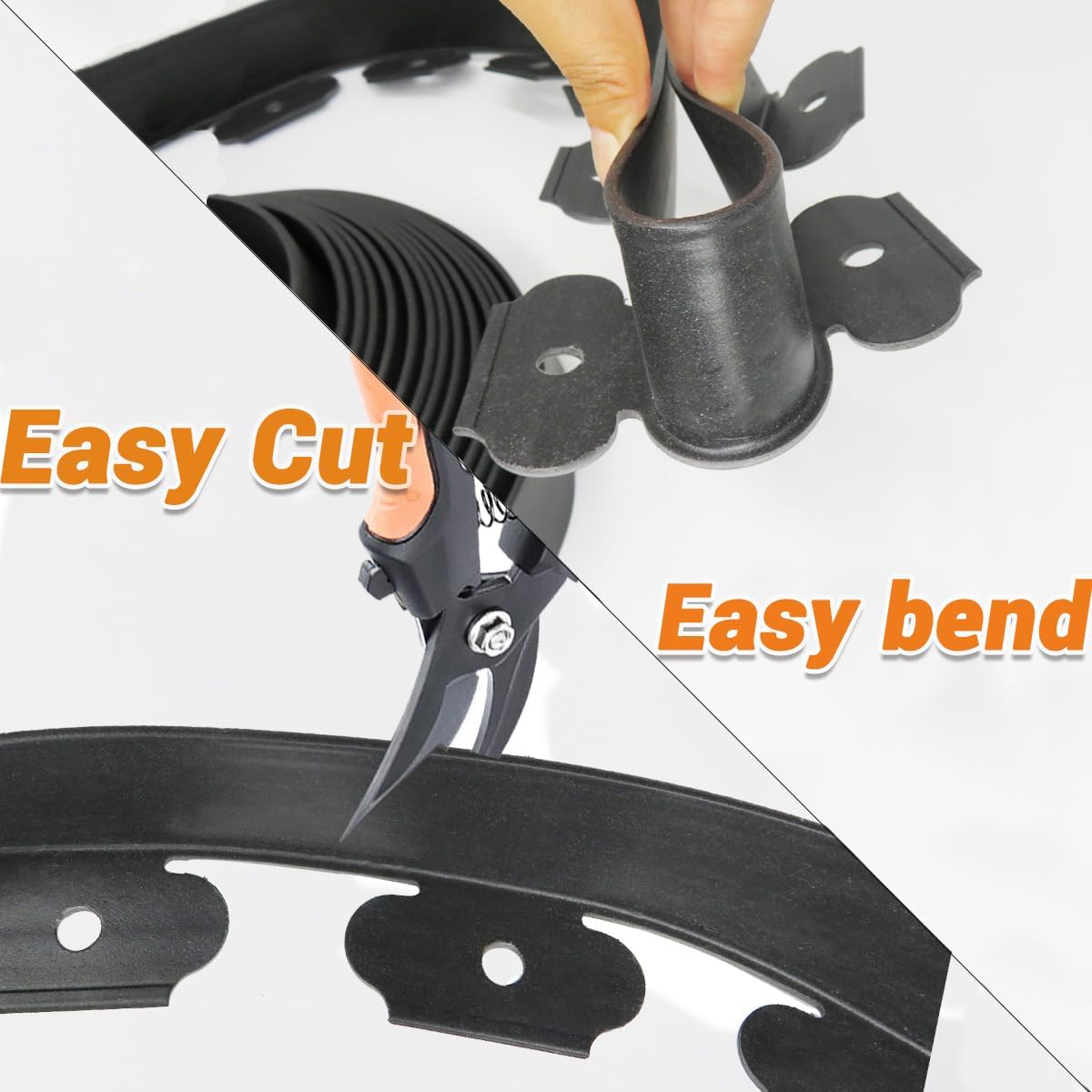 Landscape Edging Border, Plastic Edging for Landscaping, Garden Edging Border,Lawn Edging no dig,Garden Borders,Flower Bed Edging,Rubberific Landscape Edging, (Plastic Stakes, Black-66feet)