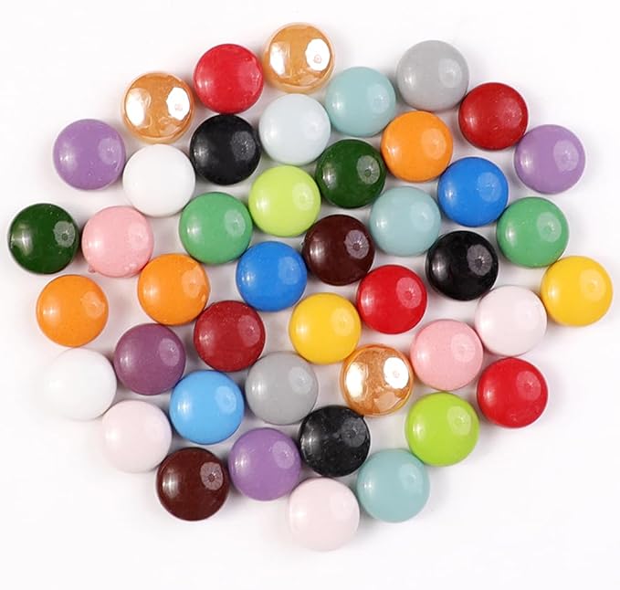 12mm Round Mosaic Tiles for Crafts, 200g Iridescent Recycled Glass Mosaic Pieces for Art Supplies, DIY Mosaic Making Kit for Hobbies & Art (All Mix 12mm)