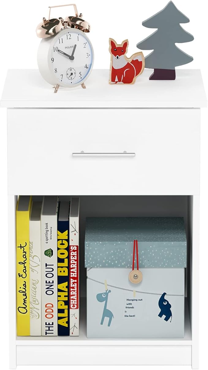 Furinno Tidur Nightstand, Solid White