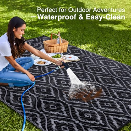 Outdoor Rug 8x10 ft Waterproof Reversible Braided Mat