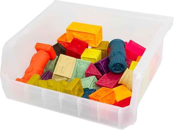 Plastic Containers for Organizing and Storage Bins for Closet, Kitchen, Office, Garage or Pantry Organization, Stackable Bins, Extra Large (14.8" x 16.5" x 7"), 4-Pack, Clear
