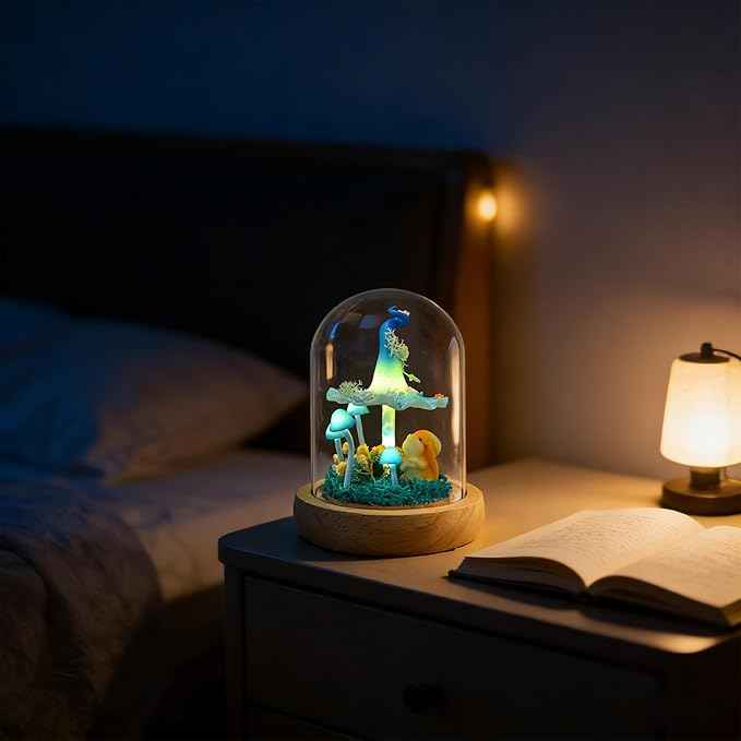 QUELIEN Mushroom Lamp,Mothers Day Mom Gifts for Mom,Light Up Mushroom in Glass Dome,Birthday Party Decorations,Ideal Birthday Gift,GirlfriendGift