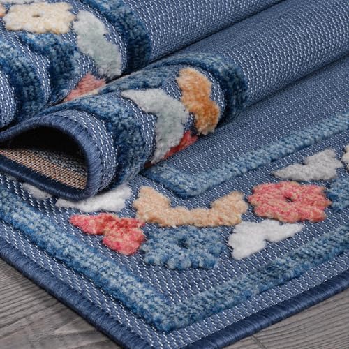 Outdoor Rug 4x6 Modern Bordered Area Rugs for Indoor and Outdoor Patio Easy to Clean Non Shedding Living Room Porch Garden Washable Outside Carpet