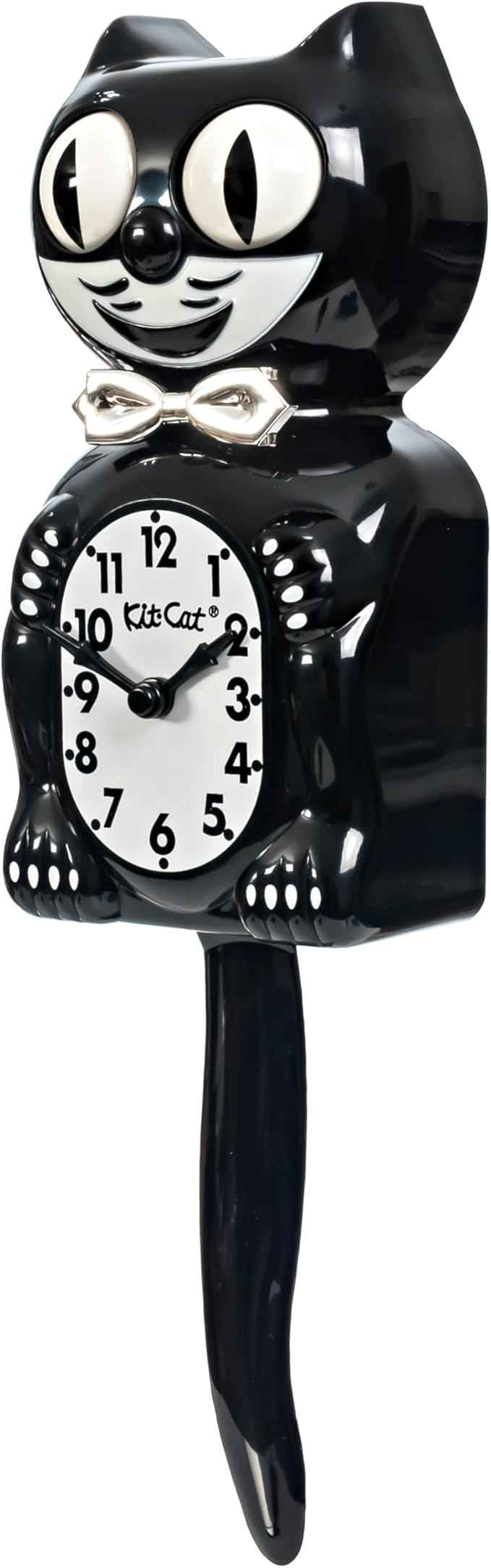 Kit-Cat Tuxedo Clock, Limited Edition Anniversary, Black with Chrome Bow Tie, Classic Moving Eyes and Tail