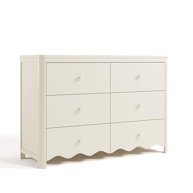 Storkcraft Casablanca 6 Drawer Dresser (Frosted Oat) – GREENGUARD Gold Certified, Nursery & Kids' Bedroom with Spacious Storage, Interlocking Drawer System, Easy Assembly with Pre-Installed Tracks