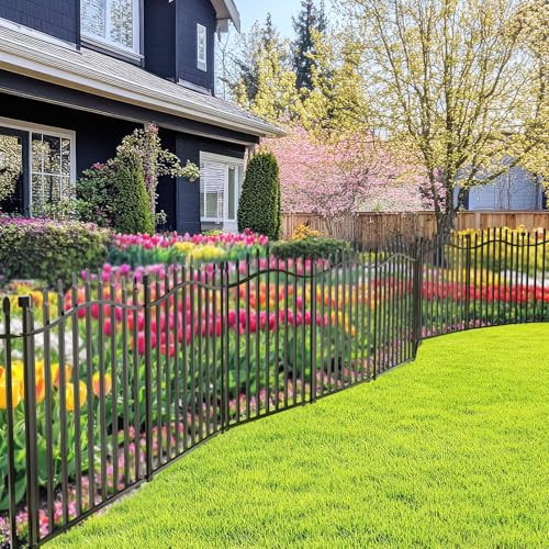 No Dig Garden Fence 32" H x 22.5'L Decorative Yard Dog Outdoor Panels (6.32 Sq Ft)