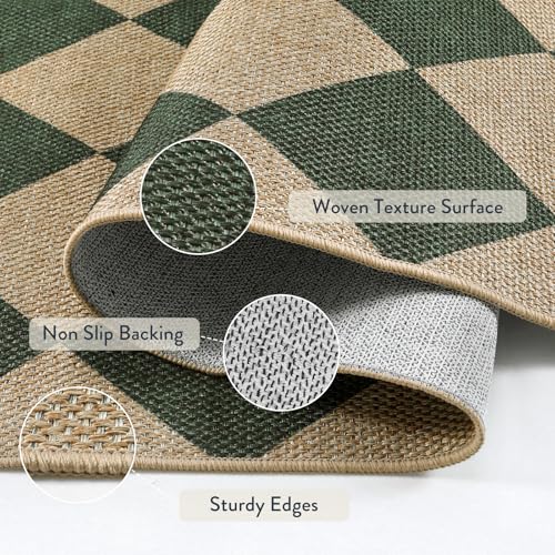 Checkered Easy Jute 3x5 Outdoor Patio Rug (18.148 Sq Ft)