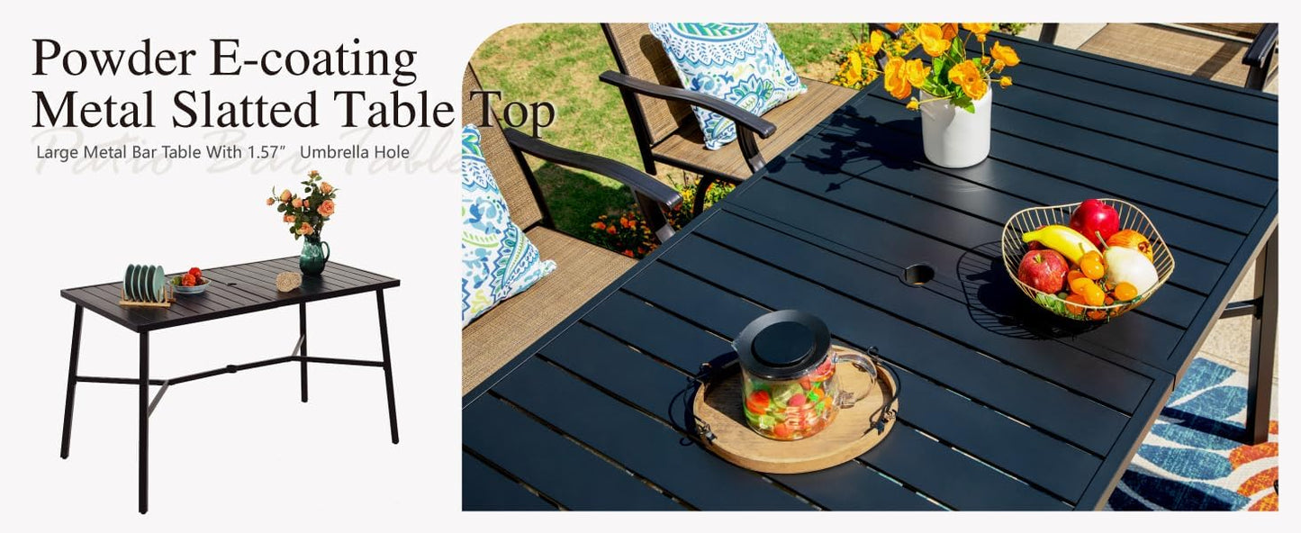 Sophia & William Outdoor Bar Set, Patio Bar Table and Chairs Set Patio Dining Set, Bar Height Patio Set - 6 x Swivel Bar Chairs(Grey), 1 x Rectangular Bar Table(Black)