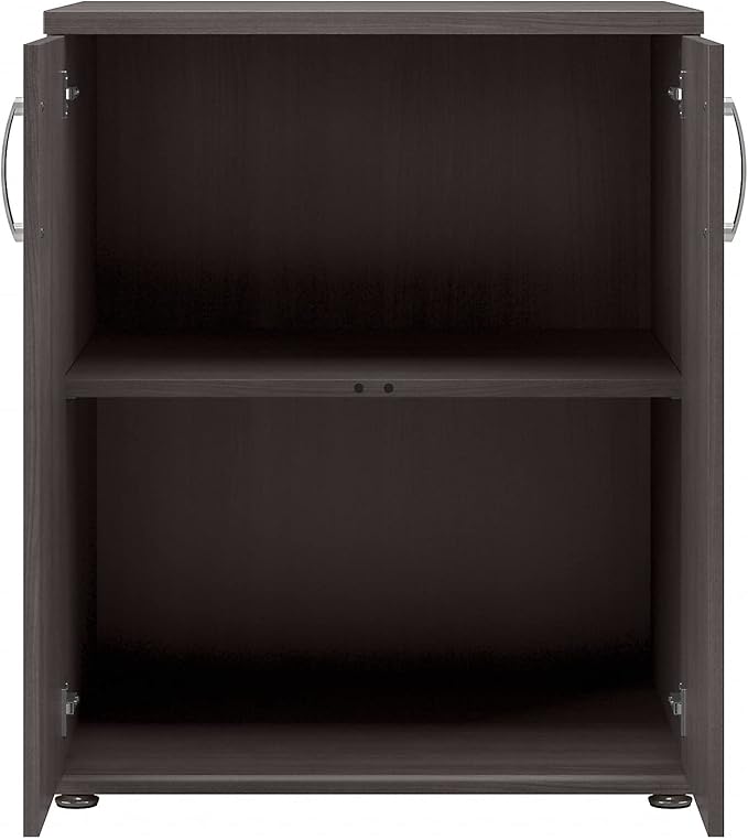 Bush Business Furniture Universal Floor Storage Cabinet with Doors and Shelves in Storm Gray, Vertical Office Storage Unit with Adjustable Shelving for Workspace