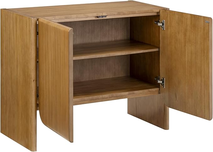 Nathan James Jacala Mid Century Modern Entryway Storage Cabinet with Doors, Living Room Accent Cabinet with Wood Frame, Light Brown Set of 4