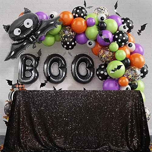 Sequin Tablecloth 50x72 Inch Black for Halloween Wedding Party