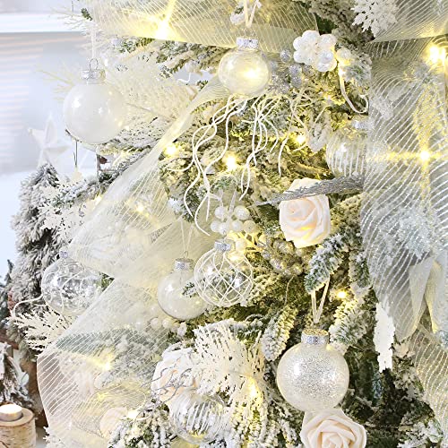 Shatterproof Clear Plastic Christmas Ball Ornaments Decorative Xmas Balls Baubles Set with Stuffed Delicate Decorations (16 Count)