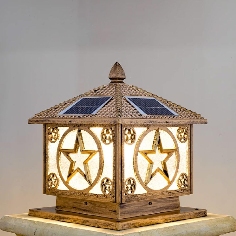 Solar Post Cap Light Modern Outdoor Fence Deck Column Cap Lamp Fence Deck Pillar Lantern Outside Housing Patio Landscape Lighting Flat Surface Posts Garden Decor IP65 Waterproof Entrance Pathway Lamps