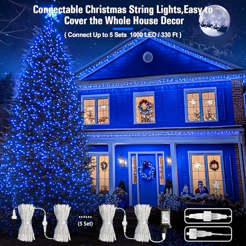 200 LED 66Ft Blue Christmas Halloween String Lights Indoor Outdoor (66 Foot)