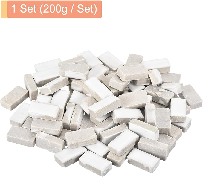 MECCANIXITY 200g Ceramic Mosaic Tiles for Crafts Bulk, Rectangle White Ceramic Tiles for Mosaic Kits Garden Stepping Stone Cup Mat