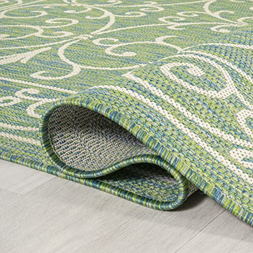 Vintage Filigree Indoor Outdoor Area Rug 5X8 Green