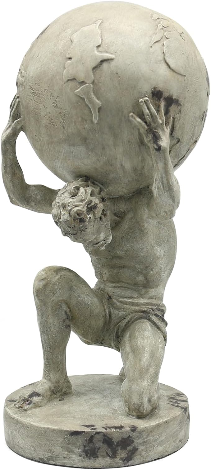 Lukitas Atlas Holding Up World Statue and Sculpture, Lifting The Earth Figurine Decor, Creative Ornament for Home Office Living Room, Resin 11.5''