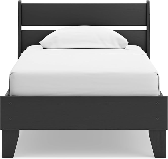 Signature Design by Ashley Socalle Casual Twin Panel Platform Bed, Foundation or Box Spring Not Needed, Black