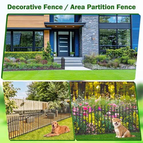 No Dig Garden Fence 24" H x 22.5'L Decorative Yard Dog Outdoor Panels (4.82 Sq Ft)