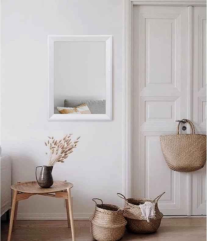 AAZZKANG Rectangular Wall Mirror Decorative Wood Framed Mirrors Large 20"x16" for Farmhouse Bedroom Bathroom Living Room Entryway Hanging Home Decor
