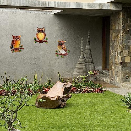 Owl Decorative Metal Wall Art Owl Outdoor Decorative Metal Bird Wall Art Exquisite Valentine Decoration Gifts For Garden Patio Porch Bedroom Kitchen Lover Gift 9 Inch Set Of 3 (3 Count)